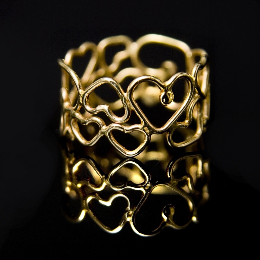 Hearts ring. 14k yellow gold Hearts ring. Very unique handmade Hearts design.